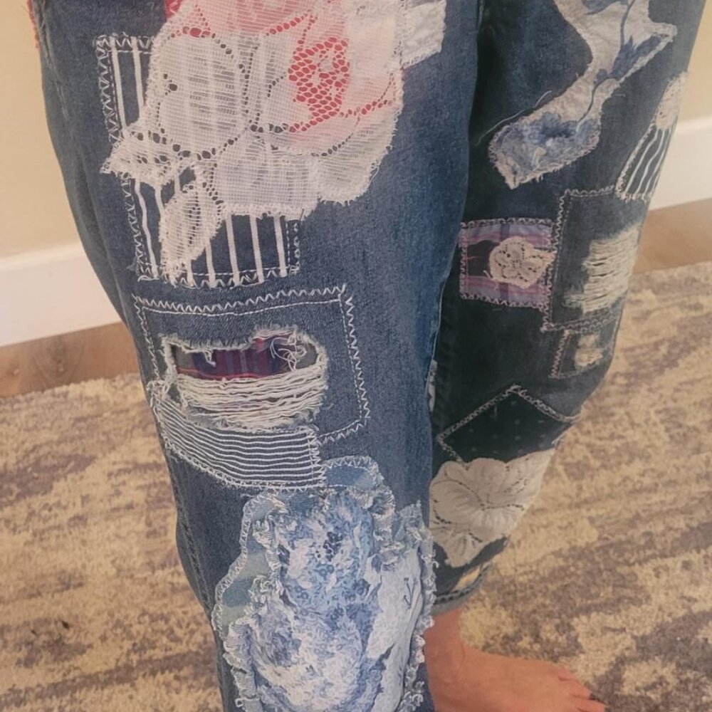 Custom And Hand Crafted Upcycled Patchwork Overal… - image 5